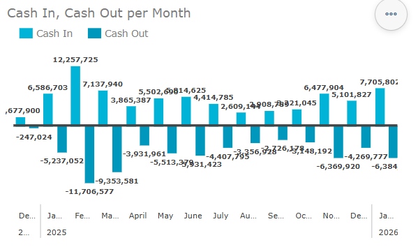 Klik untuk memperbesar gambar Tangkapan Layar Asli Widget 3 — Cash in Cash out by Month